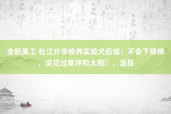 全职美工 杜江分享收养实验犬后续：不会下楼梯，没见过草坪和太阳​，泪目