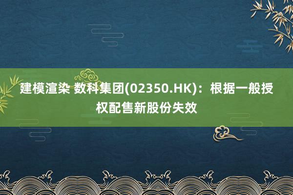 建模渲染 数科集团(02350.HK)：根据一般授权配售新股份失效